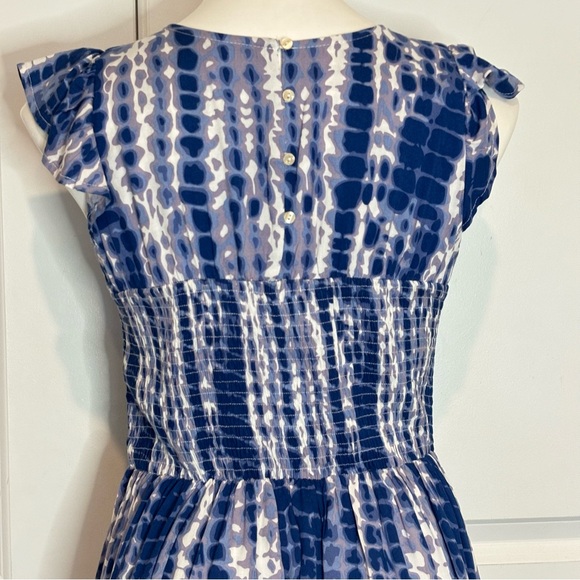 THML Blue Purple Tie Dye Sleeveless Ruffle Smocked Midi Dress S - Picture 8 of 10